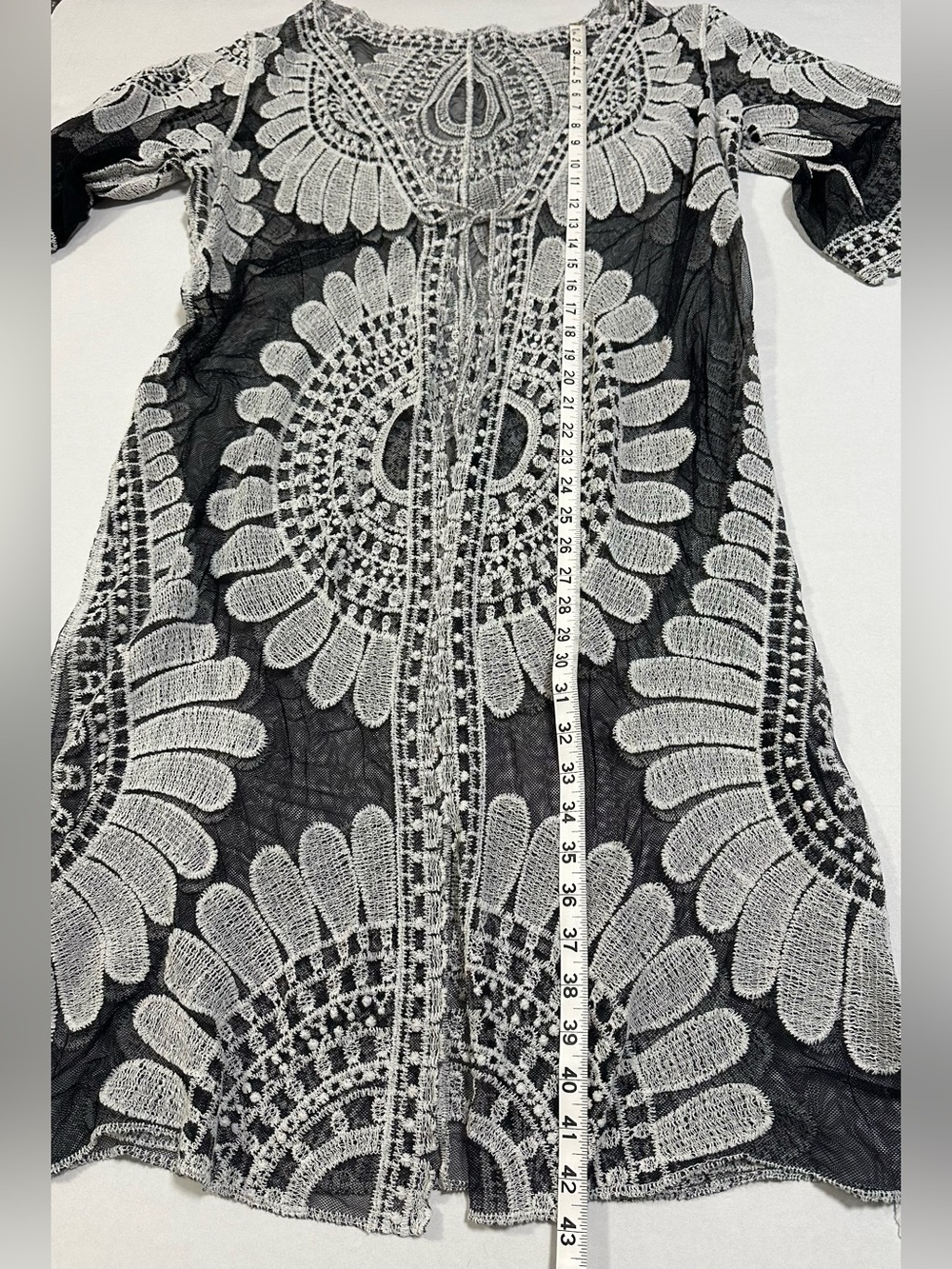 Cupshe Swimsuit Coverup OS Black & White Flowy Festival Boho Breezy Witchy - Picture 13 of 14